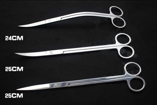 25cm stainless steel Curve Straight waver scissor for plant tank-0
